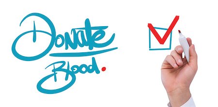 donation - Mid section of businessman writing with marker against blood donation Stock Photo - Budget Royalty-Free & Subscription, Code: 400-08200417