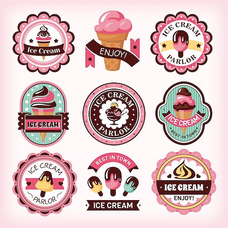 Set of different ice cream badges and labels Photographie de stock - Aubaine LD & Abonnement, Code: 400-08224031