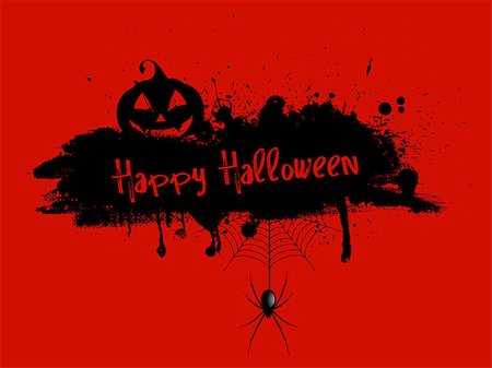 simsearch:400-04075629,k - Grunge Halloween background with pumpkin and spider Stock Photo - Budget Royalty-Free & Subscription, Code: 400-08224045