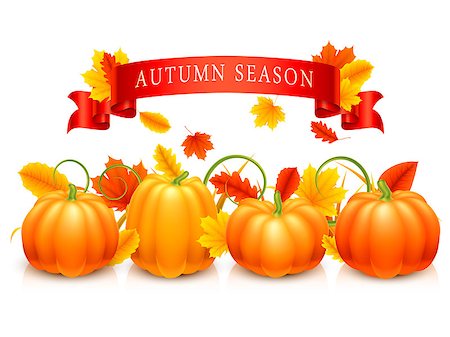 simsearch:400-08776231,k - Orange pumpkins, autumn leaves, grass and red ribbon Stockbilder - Microstock & Abonnement, Bildnummer: 400-08224056