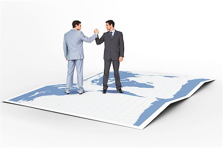 Businessmen shaking hands against world map Stock Photo - Budget Royalty-Free & Subscription, Code: 400-08224395
