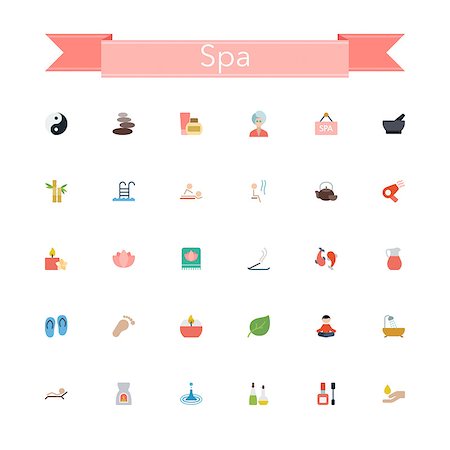 spa icon - Spa flat icons set. Vector illustration. Stock Photo - Budget Royalty-Free & Subscription, Code: 400-08225021