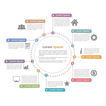 Circle infographics template with numbers, process diagram, vector eps10 illustration Stock Photo - Budget Royalty-Free & Subscription, Code: 400-08225066