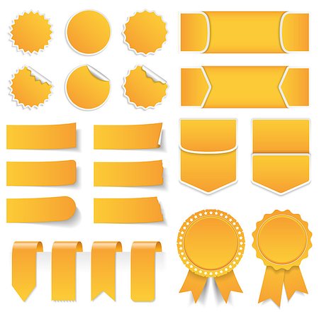 paper torn curl - Yellow price tags, stickers, labels, banners and ribbons, vector eps10 illustration Stock Photo - Budget Royalty-Free & Subscription, Code: 400-08225111