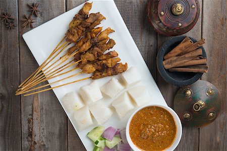 satay - chicken satay shot from top down Stock Photo - Budget Royalty-Free & Subscription, Code: 400-08221354