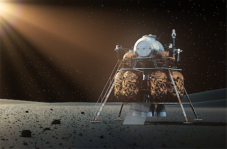 Space Lander On The Planet. 3D Scene. Stockbilder - Microstock & Abonnement, Bildnummer: 400-08221363