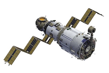 simsearch:400-08221425,k - Space Station Deploys Solar Panels. 3D Model. Stockbilder - Microstock & Abonnement, Bildnummer: 400-08221433