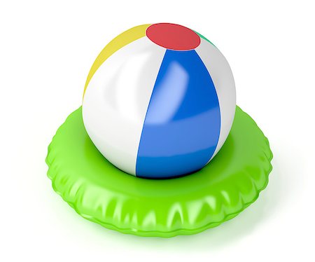 Beach ball and swim ring on white background Stock Photo - Budget Royalty-Free & Subscription, Code: 400-08221597