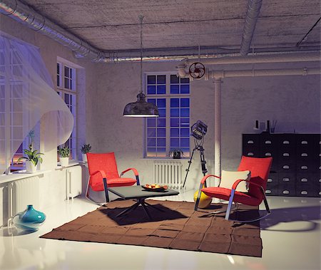 simsearch:400-07427675,k - the modern loft interior concept design (3d render) Stock Photo - Budget Royalty-Free & Subscription, Code: 400-08222138