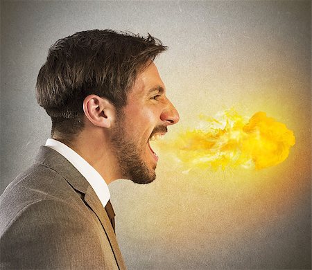 simsearch:400-09030070,k - Aggressive businessman spits fire from his mouth Stock Photo - Budget Royalty-Free & Subscription, Code: 400-08222250