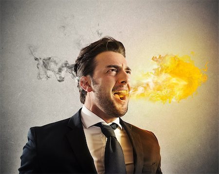 simsearch:400-08258105,k - Business man pissed and furious spitting fire Stock Photo - Budget Royalty-Free & Subscription, Code: 400-08222261