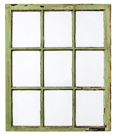 simsearch:400-06421857,k - panel of vintage, grunge, sash window with dirty glass (9 panes), isolated on white with a clipping path Stock Photo - Budget Royalty-Free & Subscription, Code: 400-08222349