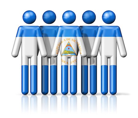 Flag of Nicaragua on stick figure - national and social community symbol 3D icon Stock Photo - Budget Royalty-Free & Subscription, Code: 400-08222599