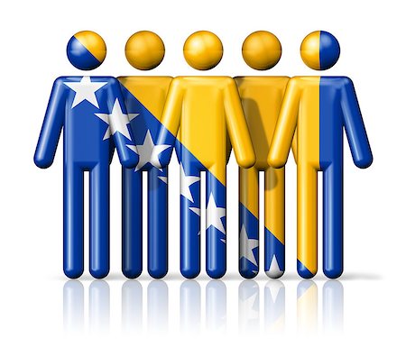 Flag of Bosnia and Herzegovina on stick figure - national and social community symbol 3D icon Photographie de stock - Aubaine LD & Abonnement, Code: 400-08222793