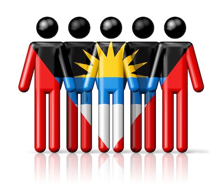 Flag of Antigua and Barbuda on stick figure - national and social community symbol 3D icon Stock Photo - Budget Royalty-Free & Subscription, Code: 400-08222977