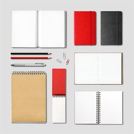 simsearch:400-08317105,k - stationery books and notebooks mockup template isolated on grey background Stock Photo - Budget Royalty-Free & Subscription, Code: 400-08223543