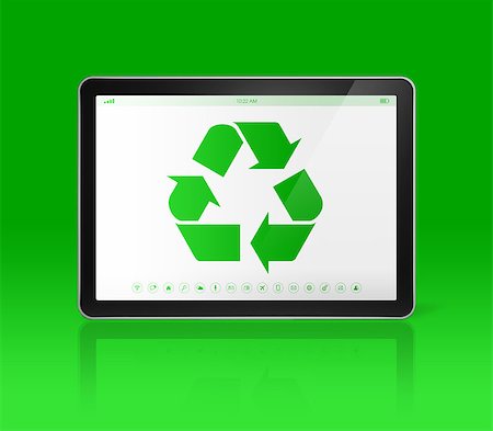 simsearch:400-04274877,k - 3D Digital tablet PC with a recycling symbol on screen. ecological concept Photographie de stock - Aubaine LD & Abonnement, Code: 400-08223550