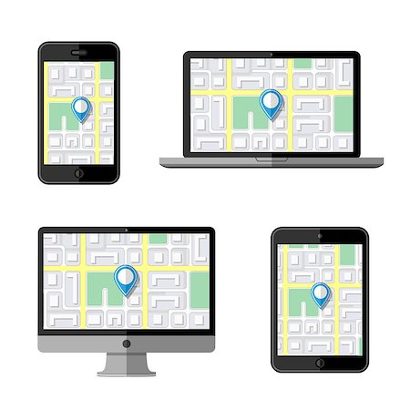 Navigation concept. Flat icons. Vector illustration. Stock Photo - Budget Royalty-Free & Subscription, Code: 400-08223709