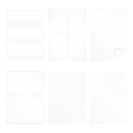 simsearch:400-07033344,k - Different A4 format paper - folded paper, paper with curl, paper with lines and squares, vector eps10 illustration Foto de stock - Royalty-Free Super Valor e Assinatura, Número: 400-08223934