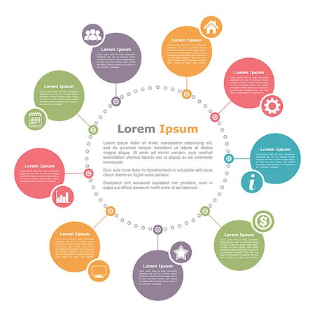 Circle diagram template with place for your text and icons, vector eps10 illustration Stock Photo - Budget Royalty-Free & Subscription, Code: 400-08223954