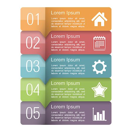 simsearch:400-08225044,k - Infographics design template with five elements, text boxes with numbers and icons, vector eps10 illustration Foto de stock - Super Valor sin royalties y Suscripción, Código: 400-08223967