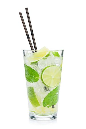 soda - Fresh mojito cocktail. Isolated on white background Stockbilder - Microstock & Abonnement, Bildnummer: 400-08254357