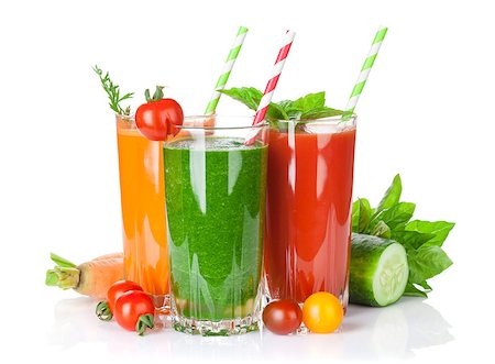 simsearch:400-07172598,k - Fresh vegetable smoothie. Tomato, cucumber, carrot. Isolated on white background Stock Photo - Budget Royalty-Free & Subscription, Code: 400-08254379