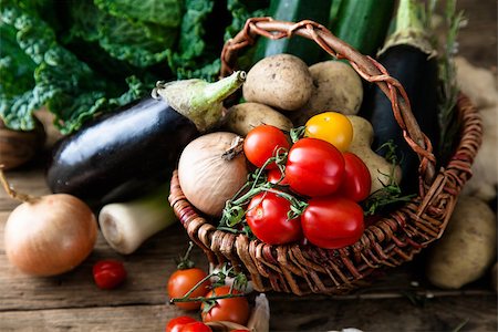 Vegetables on wood. Bio Healthy food, herbs and spices. Organic vegetables on wood Stock Photo - Budget Royalty-Free & Subscription, Code: 400-08254565