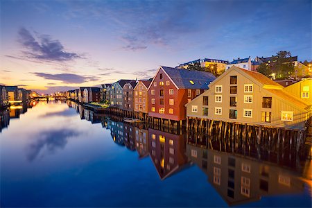 Image of norwegian city of Trondheim during twilight blue hour. Stock Photo - Budget Royalty-Free & Subscription, Code: 400-08254673