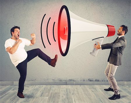 simsearch:400-09223567,k - Angry man fights to a big megaphone Stock Photo - Budget Royalty-Free & Subscription, Code: 400-08254832