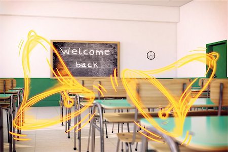 empty school chair - Yellow bells in a school class empty Stock Photo - Budget Royalty-Free & Subscription, Code: 400-08254843