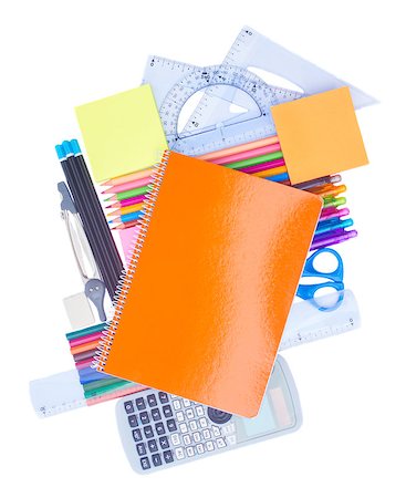 simsearch:400-07039247,k - Notebook with school supplies isolated on white background Photographie de stock - Aubaine LD & Abonnement, Code: 400-08254963