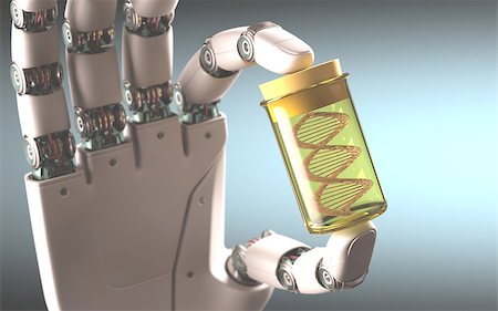 simsearch:625-00899089,k - Robotic hand holding a test tube with a sample DNA inside. Concept of the technology. Stockbilder - Microstock & Abonnement, Bildnummer: 400-08255049