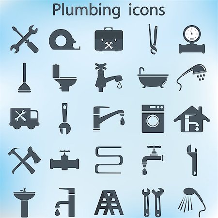 pipe wrench - plumbing objects and tools icons - vector icon set Photographie de stock - Aubaine LD & Abonnement, Code: 400-08255057