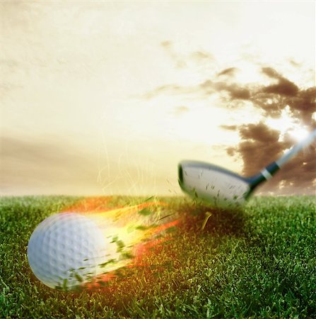 Fire ball hit by a golf club Stock Photo - Budget Royalty-Free & Subscription, Code: 400-08255267