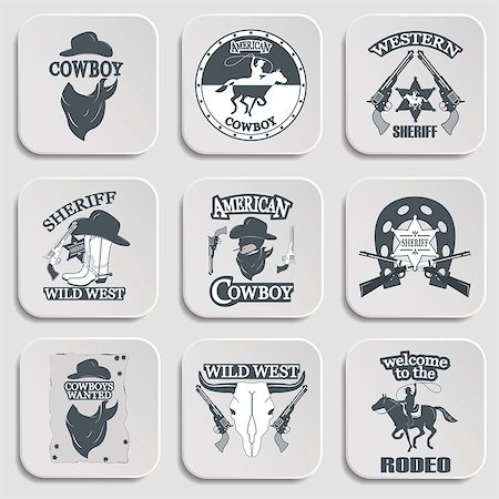rodeopferd - Set of wild west cowboy designed elements. Vector Illustration Stockbilder - Microstock & Abonnement, Bildnummer: 400-08255423