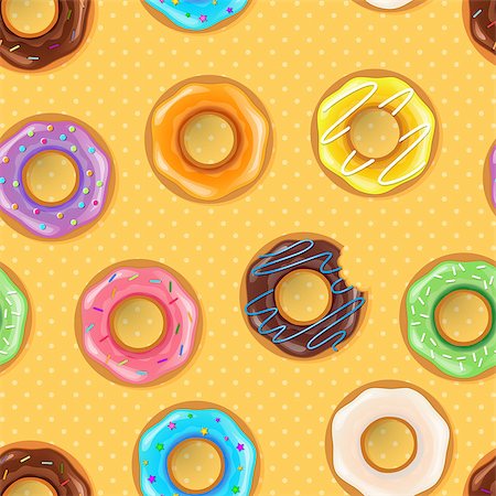 donut hole - Vector illustration of Colorful donuts seamless pattern Stock Photo - Budget Royalty-Free & Subscription, Code: 400-08255573