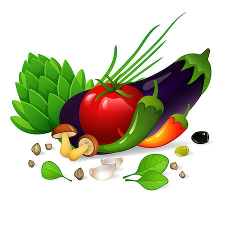 Vector illustration of Vegetables set on white background Photographie de stock - Aubaine LD & Abonnement, Code: 400-08255587