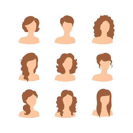 simsearch:400-08256257,k - Vector illustration of Different hair style for woman Stock Photo - Budget Royalty-Free & Subscription, Code: 400-08255591