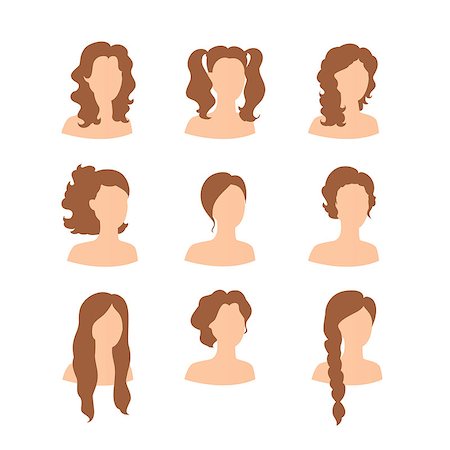 simsearch:400-08256257,k - Vector illustration of Different hair style for woman Stock Photo - Budget Royalty-Free & Subscription, Code: 400-08255592