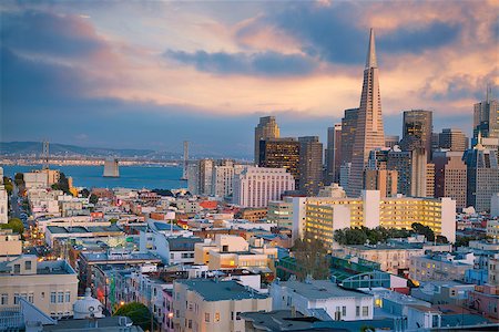 san francisco famous street - Image of San Francisco skyline at sunset. Stock Photo - Budget Royalty-Free & Subscription, Code: 400-08255614