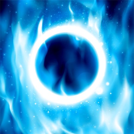 Blue Ring of fire. Vector illustration. Abstract background with fire flames and copyspace. Fiery circle on poster for the circus. Blazing hoop Stock Photo - Budget Royalty-Free & Subscription, Code: 400-08255668