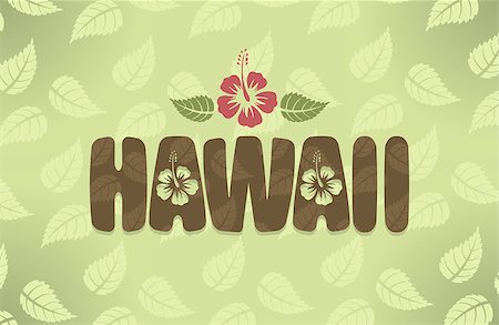 simsearch:400-04347146,k - Vector illustration of Hawaii with hibiscus flowers in vintage colors Fotografie stock - Microstock e Abbonamento, Codice: 400-08255776