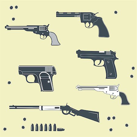 simsearch:400-06332385,k - Guns collection set of Bullet. Bullet Hole Fotografie stock - Microstock e Abbonamento, Codice: 400-08255881