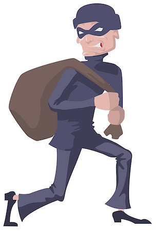 robber cartoon black - Robber in a mask carries bag. Man robber. Isolated illustration in vector format Stock Photo - Budget Royalty-Free & Subscription, Code: 400-08256096