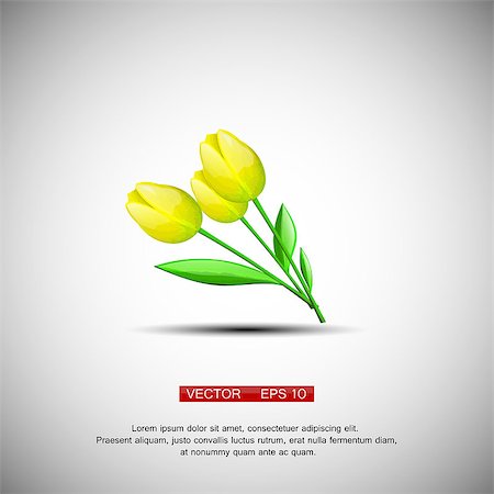 egor_zaharov (artist) - Three vector yellow flowers tulips isolated on a white background. eps Fotografie stock - Microstock e Abbonamento, Codice: 400-08256148