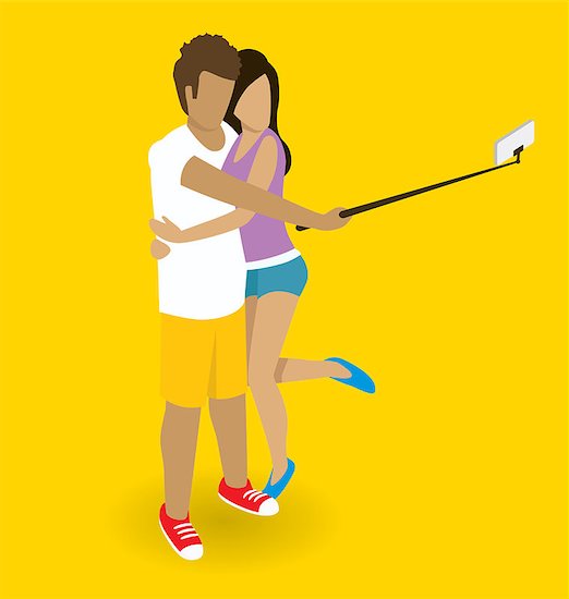 Vector flat isometric couple making selfie Stock Photo - Royalty-Free, Artist: leedsn, Image code: 400-08256166