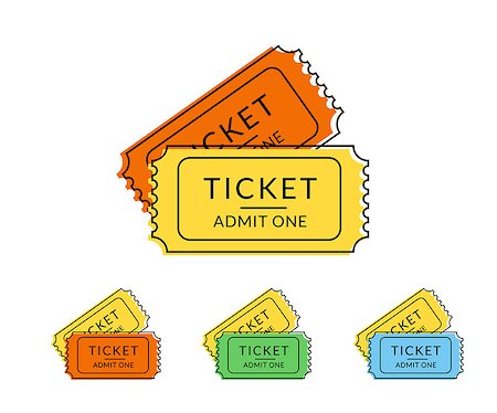 simsearch:400-05369413,k - Two retro tickets. Temlate flat contour illustration for cinema and other events. Text outlined Photographie de stock - Aubaine LD & Abonnement, Code: 400-08256274