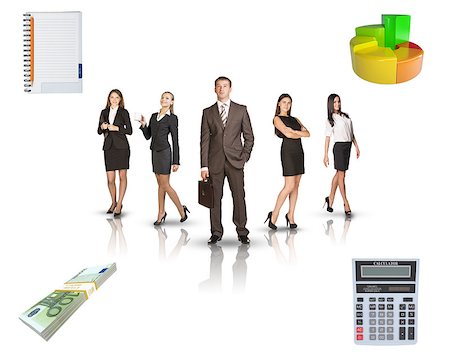 simsearch:400-08158930,k - Group of business people with graphs on isolated white background Stock Photo - Budget Royalty-Free & Subscription, Code: 400-08256491
