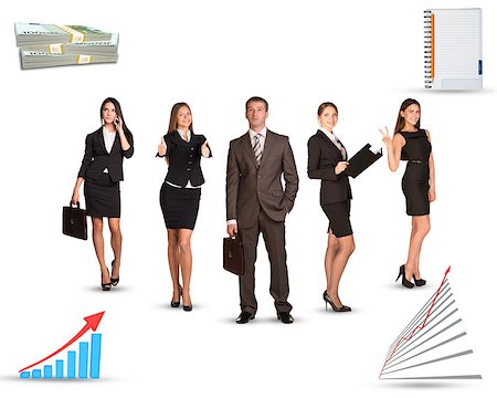 simsearch:400-08158930,k - Group of business people with graphs on isolated white background Stock Photo - Budget Royalty-Free & Subscription, Code: 400-08256492